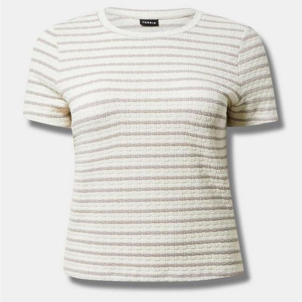 Torrid Textured Cream and Taupe Short Sleeve Tee - Picture 1 of 6